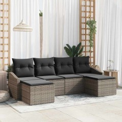 vidaXL Set di divani da giardino a 6 pezzi con cuscini grigi in rattan sintetico