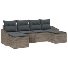 vidaXL Set di divani da giardino a 6 pezzi con cuscini grigi in rattan sintetico