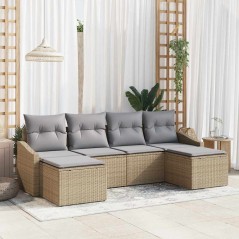 vidaXL Set da giardino di 6 pezzi con cuscini beige in rattan