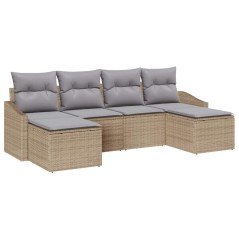 vidaXL Set da giardino di 6 pezzi con cuscini beige in rattan