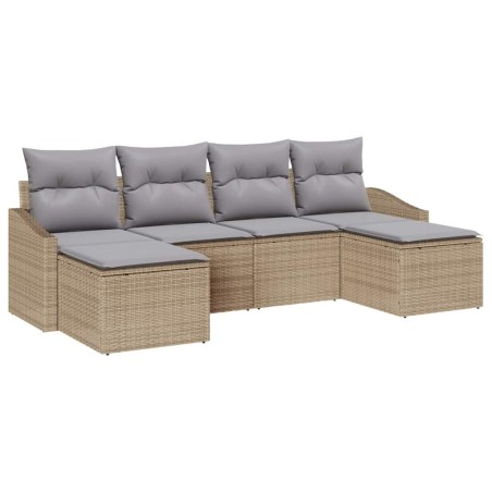 vidaXL Set da giardino di 6 pezzi con cuscini beige in rattan