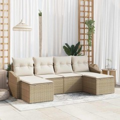 vidaXL Set di divano da giardino a 6 pezzi con cuscini beige