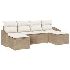 vidaXL Set di divano da giardino a 6 pezzi con cuscini beige