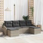 vidaXL Set Divano da Giardino 6 Pezzi con Cuscini in Rattan Poliestere Grigio Chiaro. vidaXL Set Divano da Giardino 6 Pezzi con Cuscini in Rattan Poliestere Grigio Chiaro.