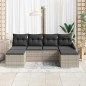 vidaXL Set Divano da Giardino 6 Pezzi con Cuscini in Rattan Poliestere Grigio Chiaro. vidaXL Set Divano da Giardino 6 Pezzi con Cuscini in Rattan Poliestere Grigio Chiaro.