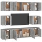 Set Mobili Porta TV 8pz Grigio Cemento in Legno Multistrato Set Mobili Porta TV 8pz Grigio Cemento in Legno Multistrato
