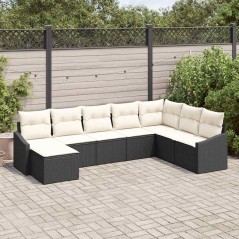 vidaXL Set di Divani da Giardino da 8 Pezzi con Cuscini Rattan Poliestere Nero