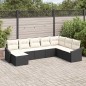 vidaXL Set di Divani da Giardino da 8 Pezzi con Cuscini Rattan Poliestere Nero
