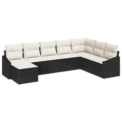 vidaXL Set di Divani da Giardino da 8 Pezzi con Cuscini Rattan Poliestere Nero