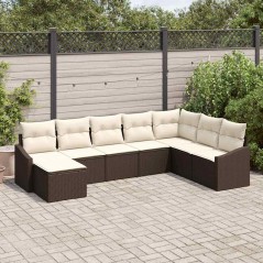 vidaXL Set giardino in rattan sintetico da 8 pezzi con cuscini marroni