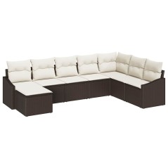 vidaXL Set giardino in rattan sintetico da 8 pezzi con cuscini marroni