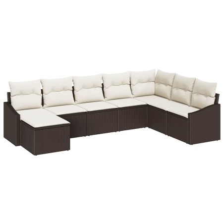 vidaXL Set giardino in rattan sintetico da 8 pezzi con cuscini marroni