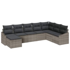 vidaXL Set da Giardino in 8 Pezzi di con Cuscini Grigi in Rattan Sintetico