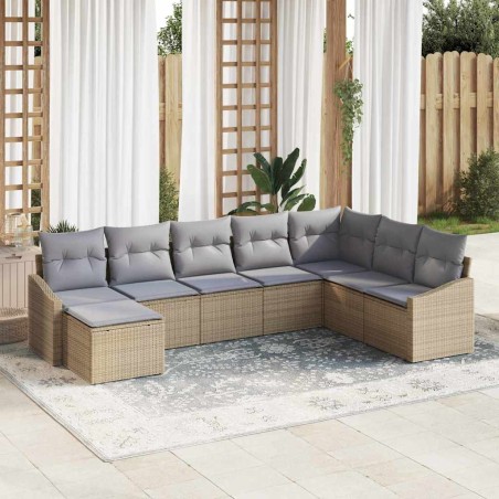 vidaXL Set Giardino 8 Pezzi con Cuscini Beige in Rattan Polietilene