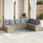 vidaXL Set Giardino 8 Pezzi con Cuscini Beige in Rattan Polietilene