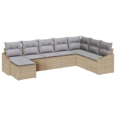 vidaXL Set Giardino 8 Pezzi con Cuscini Beige in Rattan Polietilene
