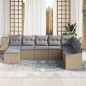 vidaXL Set Giardino 8 Pezzi con Cuscini Beige in Rattan Polietilene