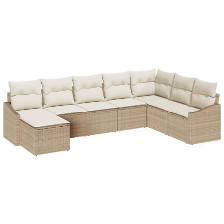 vidaXL Set di divano da giardino in 8 pezzi con cuscini beige in rattan sintetico