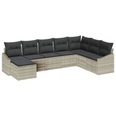 vidaXL Set da giardino in 8 pezzi con cuscini in rattan sintetico grigio chiaro