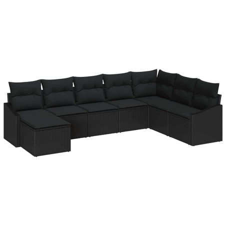 vidaXL Set divano da giardino 8 pezzi con cuscini, nero in rattan polipropilene