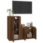Set Mobili Porta TV 2 pz Rovere Marrone in Legno Multistrato Set Mobili Porta TV 2 pz Rovere Marrone in Legno Multistrato