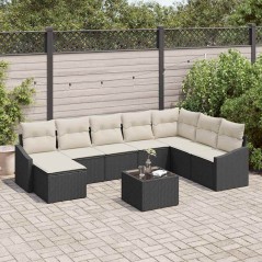 vidaXL Set Divano da Giardino 9 Pezzi con Cuscini Marroni in Rattan Sintetico