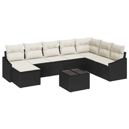 vidaXL Set Divano da Giardino 9 Pezzi con Cuscini Marroni in Rattan Sintetico