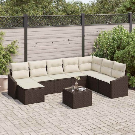 vidaXL Set da Giardino 9 Pezzi con Cuscini Grigi in Rattan Polietilene