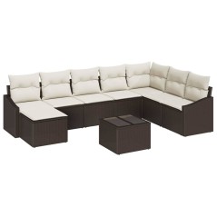 vidaXL Set da Giardino 9 Pezzi con Cuscini Grigi in Rattan Polietilene
