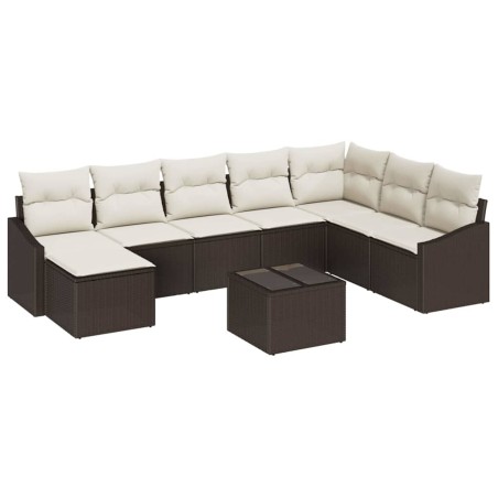 vidaXL Set da Giardino 9 Pezzi con Cuscini Grigi in Rattan Polietilene