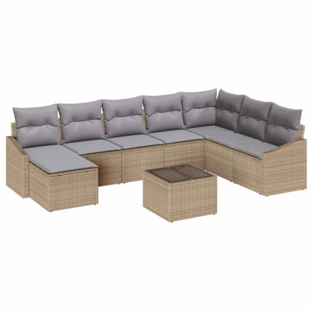 vidaXL Set da Giardino 9 Pezzi con Cuscini Neri in Rattan Polimerico