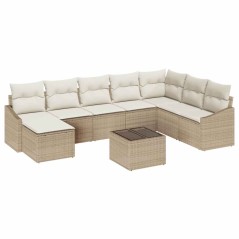 vidaXL Set Divano da Giardino da 9 Pezzi con Cuscini Brown Rattan Sintetico