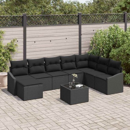 vidaXL Set di divano da giardino 9 pezzi con cuscini beige in rattan