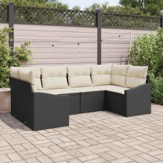 vidaXL Set da Giardino 6 Pezzi con Cuscini Neri in Poliratano
