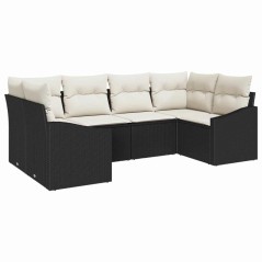 vidaXL Set da Giardino 6 Pezzi con Cuscini Neri in Poliratano