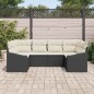 vidaXL Set da Giardino 6 Pezzi con Cuscini Neri in Poliratano