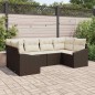 vidaXL Set Divano da Giardino 6 Pezzi con Cuscini Marrone in Rattan Sintetico.