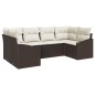 vidaXL Set Divano da Giardino 6 Pezzi con Cuscini Marrone in Rattan Sintetico.