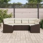 vidaXL Set Divano da Giardino 6 Pezzi con Cuscini Marrone in Rattan Sintetico.