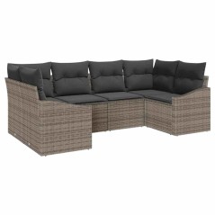 vidaXL Set divano giardino 6 pezzi con cuscini grigi in polirattan