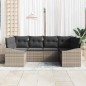 vidaXL Set divano giardino 6 pezzi con cuscini grigi in polirattan