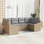 vidaXL Set divano da giardino 6 pezzi con cuscini in polirattan beige.