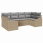 vidaXL Set divano da giardino 6 pezzi con cuscini in polirattan beige.