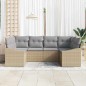 vidaXL Set divano da giardino 6 pezzi con cuscini in polirattan beige.