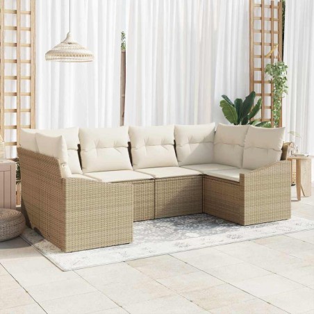 vidaXL Set di divani da giardino 6 pezzi con cuscini in rattan beige