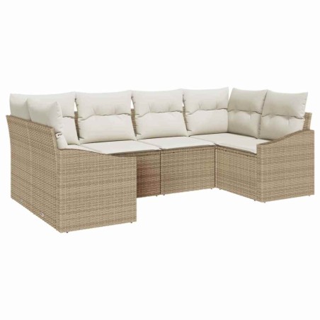vidaXL Set di divani da giardino 6 pezzi con cuscini in rattan beige