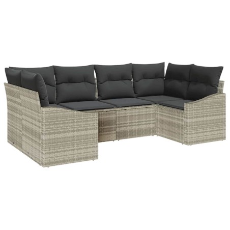 vidaXL Set di divani da giardino 6 pezzi con cuscini grigio chiaro in rattan sintetico.