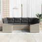 vidaXL Set di divani da giardino 6 pezzi con cuscini grigio chiaro in rattan sintetico.