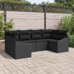 vidaXL Set divano da giardino 6 pezzi con cuscini in rattan sintetico nero