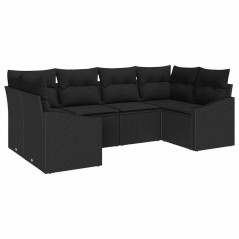 vidaXL Set divano da giardino 6 pezzi con cuscini in rattan sintetico nero